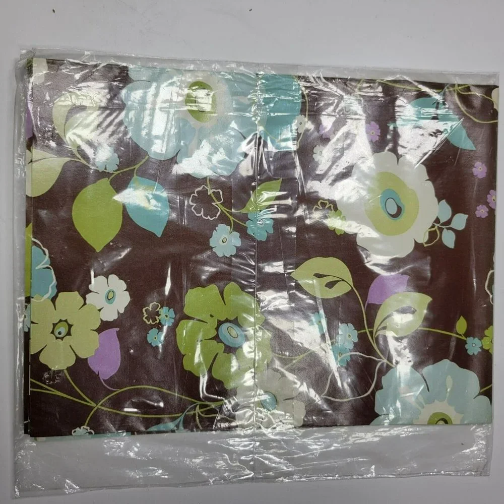 Vintage American Greetings Gift Wrap FLORAL PATTERN Brown NEW SEALED One Sheet